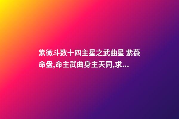 紫微斗数十四主星之武曲星 紫薇命盘,命主武曲身主天同,求大师帮我读取一下这个命盘-第1张-观点-玄机派